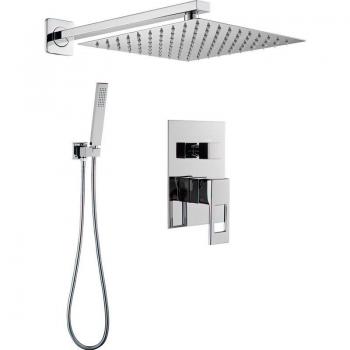Monomando Ducha Pared Cuadrada Valaz Tormes 30 cm – Maneta Hueca Cromada