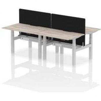 Air 1200×800mm Grey Oak Top 4‑Person Height‑Adjustable Bench Desk