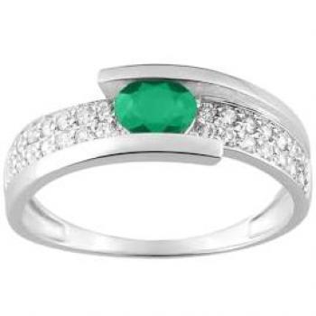 Bague Élégante Émeraude et Zirconium