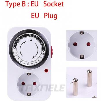 24-Hour Universal Socket Timer Switch, 220V 16A, EU Plug
