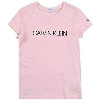 Jeans Calvins T‑shirt fille rose courte
