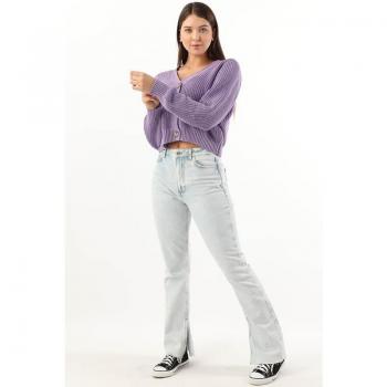 Dress shirt donna con tasca, cardigan lilla L
