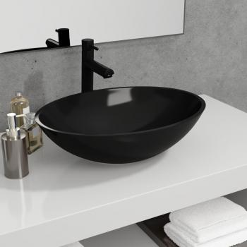 Lavabo noir en verre 50x37x14 cm