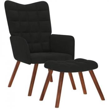 Sedia relax con poggiapiedi nero in velluto