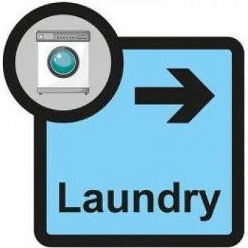 Spectrum Industrial Laundry Arrow Right Sign, Self Adhesive Foamex (305mm x 310mm)