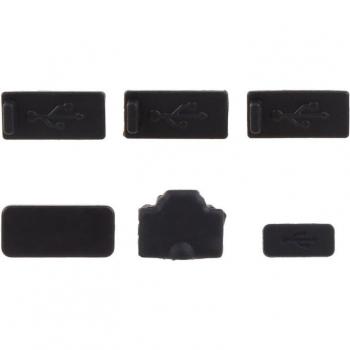 6pcs Black Silicone Dust Plugs for PS5 Console