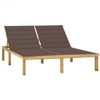 Terrace Double Lounge Sedia a Sdraiò Lettino Esterno Pino Impregnato Tortora 02_0012758