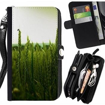 Carcasa de Piel Verde Cereza con Slots PU y Monedero para Sony Xperia Z5