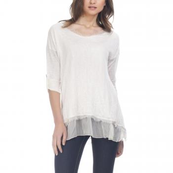 Laura Moretti Seide T-Shirt mit ausziehbaren Ärmeln
