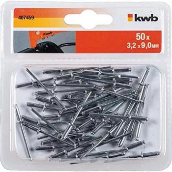 Aluminium Blind Rivets – KWB 407459, 3.2 × 9 mm, 50‑piece set