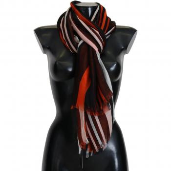 Dolce & Gabbana Silk Shawl with Multicolor Stripes and Fringes