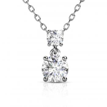 Collier Femme BlingGem Or Blanc Plaqué Idéale-cut Swarovski Zirconia 18