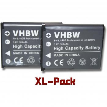 Vhbw kit de 2 batteries 500mAh pour appareils photo Praktica Luxmedia 14-Z50S, 14-Z51, 14-Z80, 14-Z80S, 16-Z51