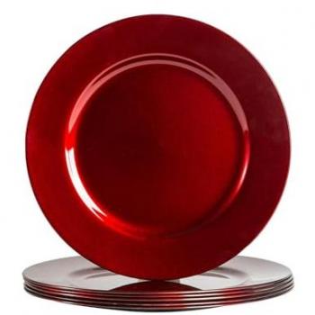 33cm Metallic Melamine Charger Plates Set of 6