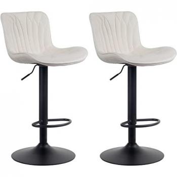 Set di sgabelli da bar in velluto crema con base in metallo