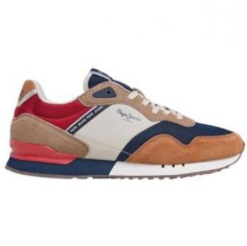 Baskets à lacets Pepe Jeans London Grade marron bleu rouge