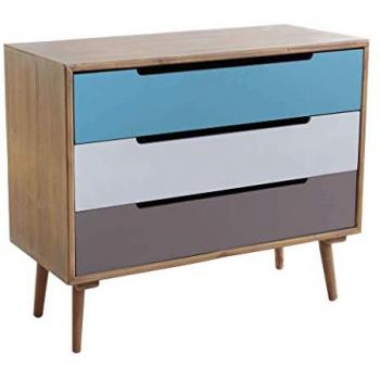 Mobile 3 Cassetti 80x35,5x66,5 cm per Interno Camera Cameretta Salotto Ingresso Cucina Multicolor