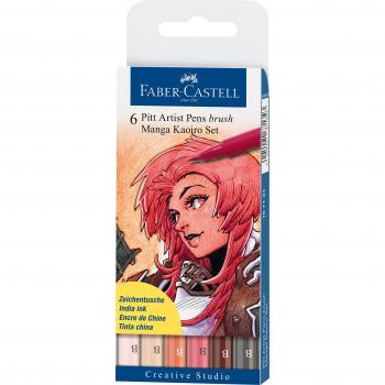 Faber Castell Pitt Brush Pen 6 Pen Set MANGA KAOIRO