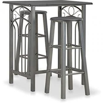 VidaXL Set Bar 3 pz legno e acciaio antracite