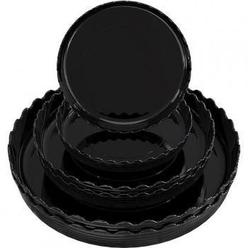 Cuvettes de Récupération d'Eau en Plastique Noir Ondulé pour Plantation Externe, Lot de 6