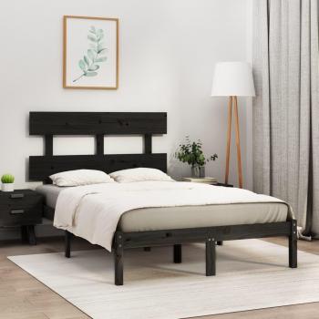 Vidaxl's Black Solid Wood Bed Frame without Mattress, size 140x190 cm