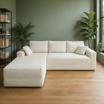 Canapé HOVE 3 places en velours côtelé beige
