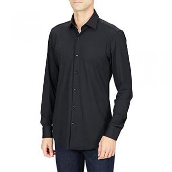 Camisa HUGO Kenno, poliamida, manga larga, color negro, talla 40