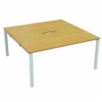 Jemini Compact 2-Person Desk 1200x1600mm Nova Oak/White