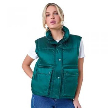 Teal Quilted Gilet with Pocket Details for Women