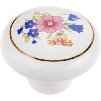 Tirador de cerámica con estampado floral
