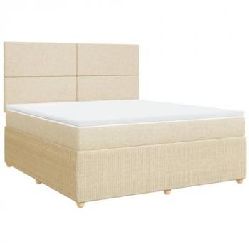 Sommier avec matelas en tissu crème 180x200 cm