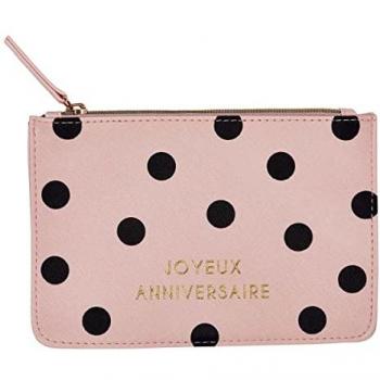 Petite Pochette à Zip Rose Joyeux Anniversaire DRAEGER