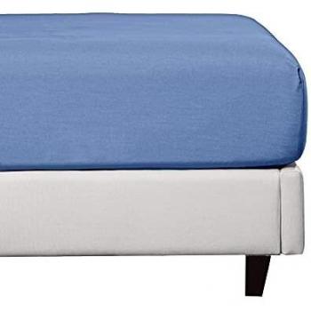 Soft Cotton Rich King Size Bed Sheet, Lightweight Cool Percale 150 x 200 + 30 cm Fully Elasticated Deep Pocket, Easy Care & Durable, Cotton Fitted Sheet King (Blue Chambray)