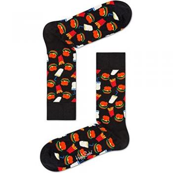 Happy Socks Unisex Black Hamburger Crew Socks