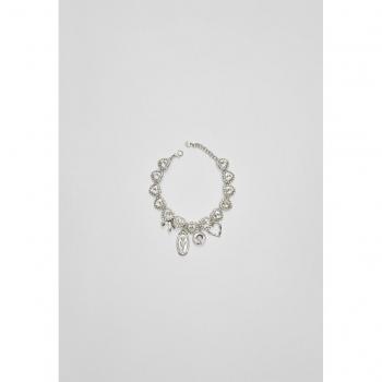 Stradivarius Glamour Hearts Multi‑Charm Accessory – Grey OS
