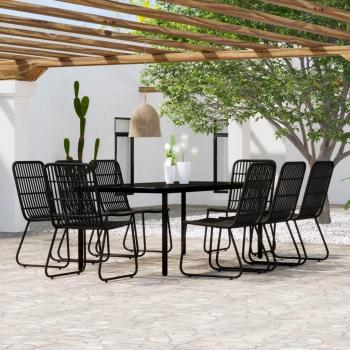 Juego de Comedor para Jardín 9 Piezas – VIDAXL Negro