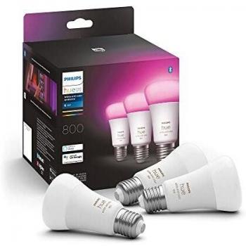 Philips Hue Colour Ambiance 6.5W E27 Smart LED Light Bulbs 3 Pack