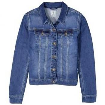 Jeansjacke GARCIA Sofia Gr. M, blau (medium dot), Damen, Denim/Jeans, Obermaterial: 83% Baumwolle, 15% Polyester, 2% Elasthan, Jacken, mit Stretch