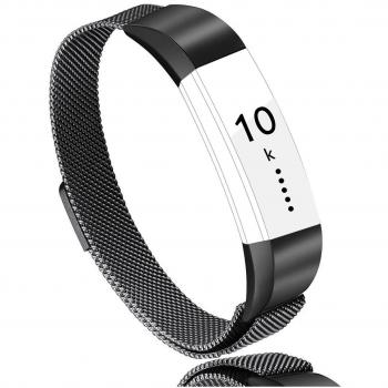 Vancle Fitbit Alta HR Metal Band with Magnetic Closure Clasp (Black)