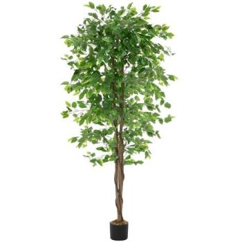 Fausse Ficus ML‑Design 180 cm – Décoration Intérieure/Extérieure, Tronc en Bois, Pot Inclus