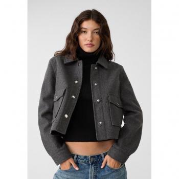 Stradivarius Snug Fit Short Jacket Dark Grey S
