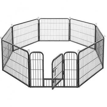 Clôture pour chien FEANDREA, 8 Grilles, 77 x 60 cm, Gris