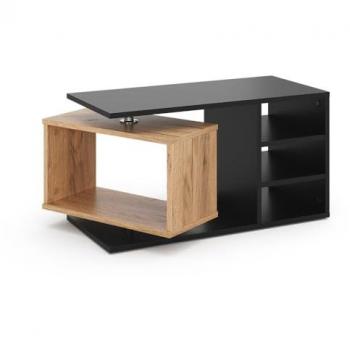 Vicco Couchtisch Rafi, Schwarz, 88 x 40 cm mit drehbarem Fach