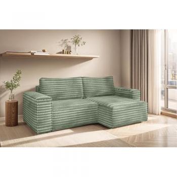 Fun Möbel MADLEN Ecksofa mit Ottomane und Bettkasten