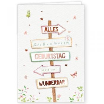 Handgefertigte Glückskarte zum Geburtstag – Mit Umschlag