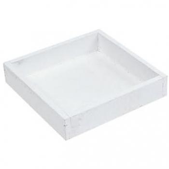 Viana Dekotablett Holzweiß Quadrat 14 cm – 5er Set