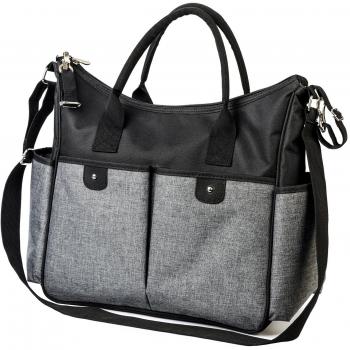 Babyono Wickel‑Tasche inkl. Wickelunterlage, grau, mit Seitenhaken