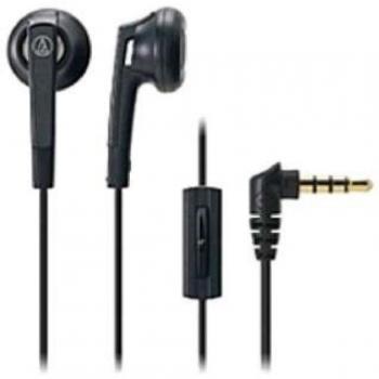 AudioTechnica BK In‑Ear Wired Earbuds, Microphone Included – Black ATH‑C505iS