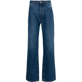 Ami Paris Men's Blue Denim Boot-Cut Jeans, Signature Pattern – W31