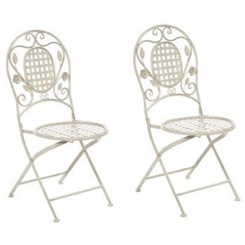 Chaises pliantes de jardin en métal blanc cassé Bivio